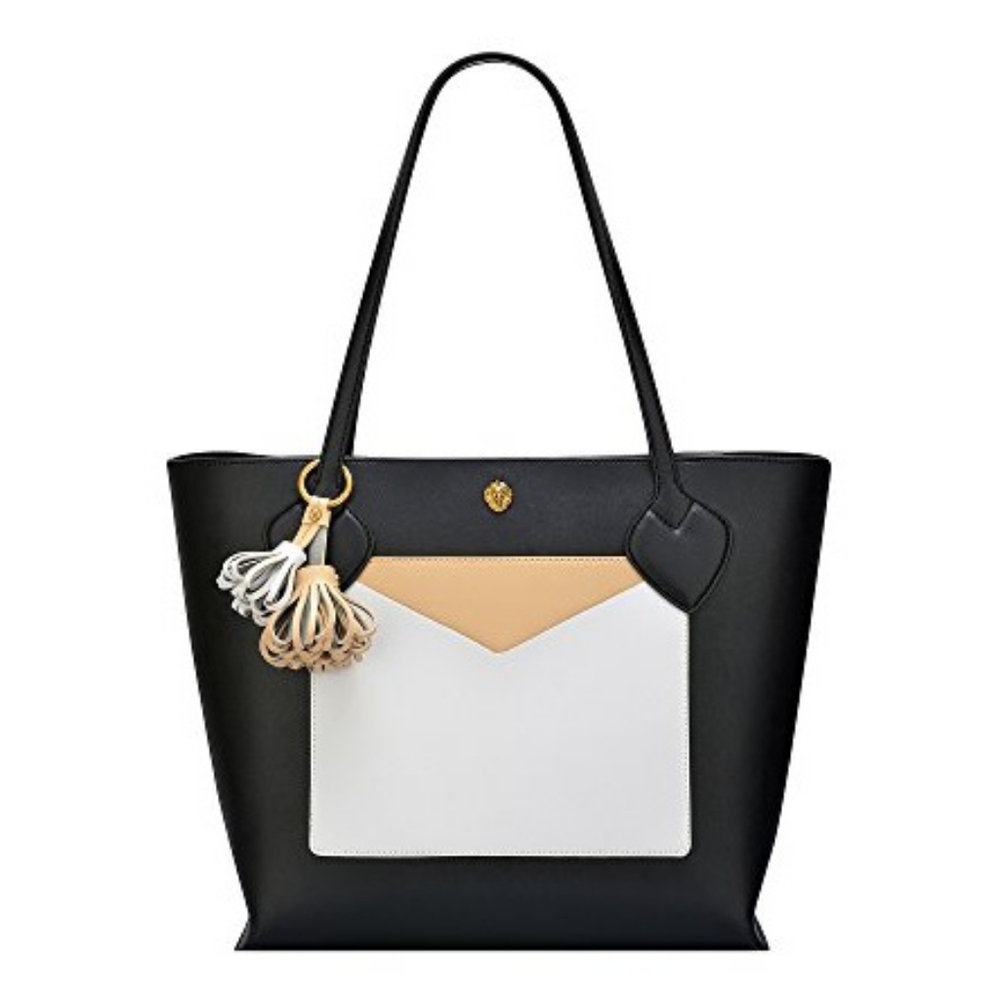 NWOT Anne Klein Black White Beige Tote Bag